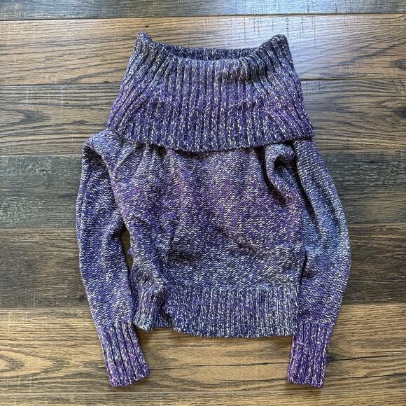 American Eagle Outfitters Purple Marled Off Shoulder Sweater Women’s M Y2K - Picture 2 of 4